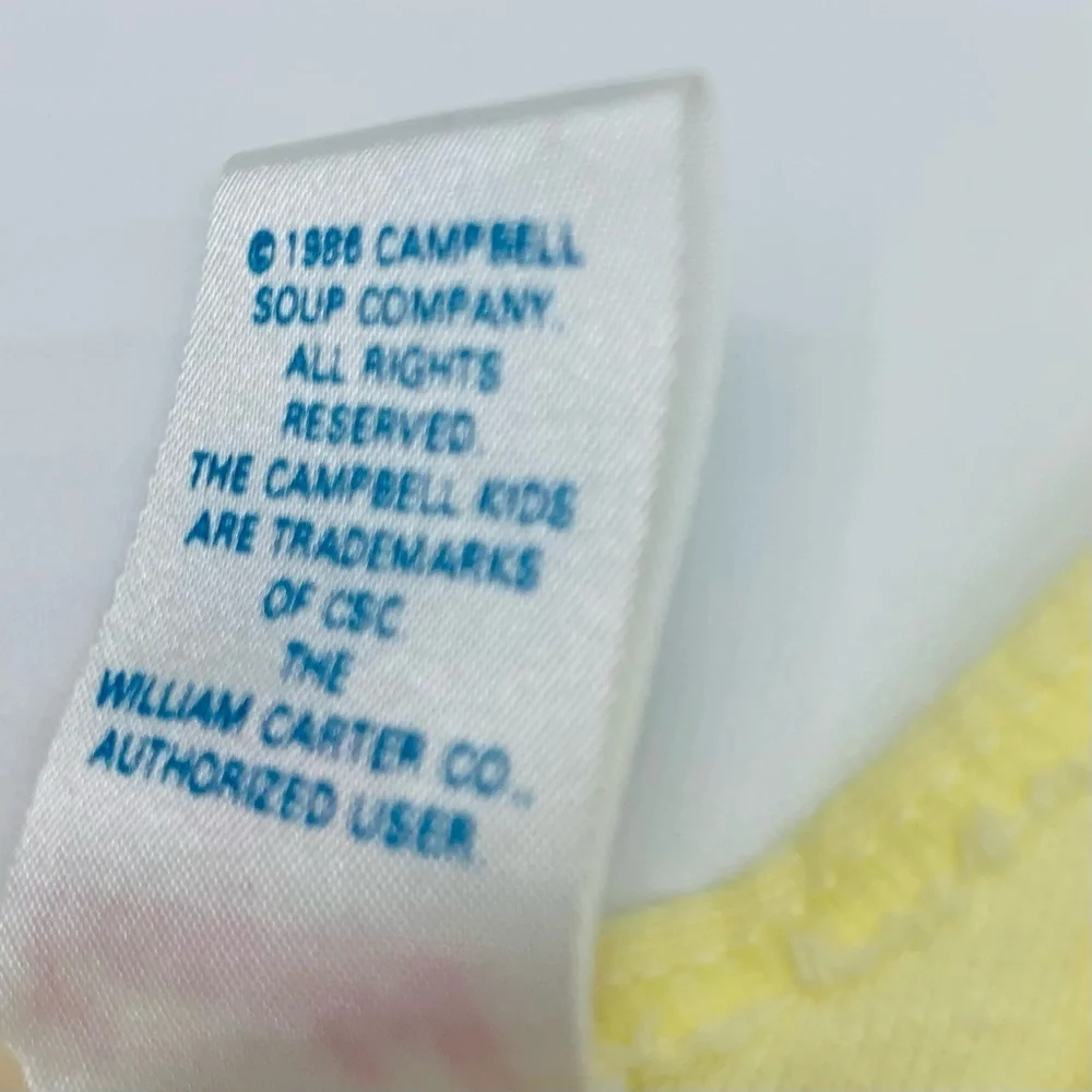 Rare Vintage 1986 Campbell Kids by Carter's Yellow Onesie Small to 11lbs